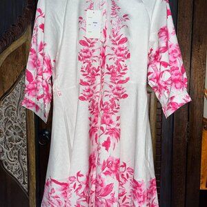 Floral Print Button Down Linen Dress